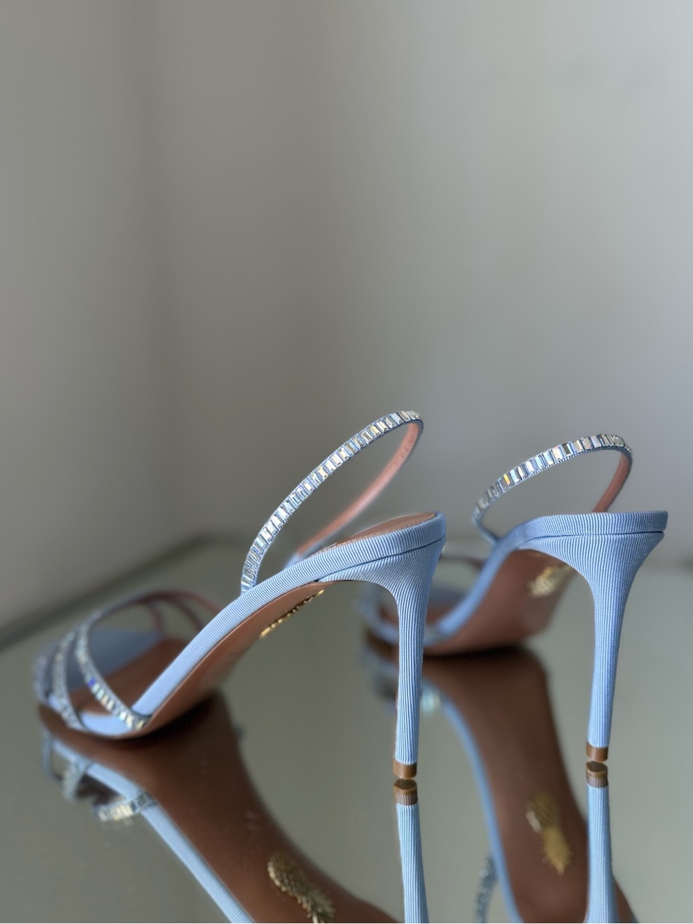 New Aquazzura Memoire crystal-embellished grosgrain sandals $1,115 38 - Picture 5 of 12